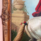 Large Antique Signed European Equestrian Portrait Oil Painting Late 19th Century