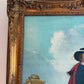 Large Antique Signed European Equestrian Portrait Oil Painting Late 19th Century