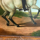 Large Antique Signed European Equestrian Portrait Oil Painting Late 19th Century