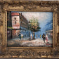 Listed Artist C. Burnett oil painting on canvas Paris street view Gold Frame