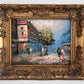 Listed Artist C. Burnett oil painting on canvas Paris street view Gold Frame