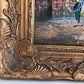 Listed Artist C. Burnett oil painting on canvas Paris street view Gold Frame