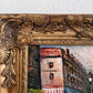 Listed Artist C. Burnett oil painting on canvas Paris street view Gold Frame