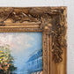 Listed Artist C. Burnett oil painting on canvas Paris street view Gold Frame