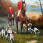 Fox Hunting Scene Oil Painting on Canvas Horses Hounds Equestrian Sporting Art