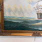 Original Oil painting on canvas seascape, Sailing Ship, signed Davis, Gold Frame