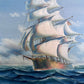 Original Oil painting on canvas seascape, Sailing Ship, signed Also, Gold Frame