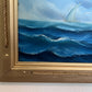 Original Oil painting on canvas seascape, Sailing Ship, signed Also, Gold Frame