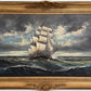 H Dominik Vintage Tall Ship Seascape Oil Painting Ornate Gold Frame Nautical Art
