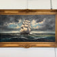 H Dominik Vintage Tall Ship Seascape Oil Painting Ornate Gold Frame Nautical Art