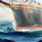 Original Oil painting on canvas seascape, Sailing Ship, signed Also, Gold Frame