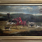 English Fox Hunting Scene Horse Hounds Large Oil Painting by M.cDowell, Framed