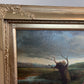 English Fox Hunting Scene Horse Hounds Large Oil Painting by M.cDowell, Framed