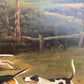 English Fox Hunting Scene Horse Hounds Large Oil Painting by M.cDowell, Framed