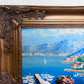 Italian Artist Burett Mediterranean Coastal Landscape painting, Gold Frame