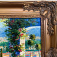 Italian Artist Burett Mediterranean Coastal Landscape painting, Gold Frame