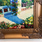 Italian Artist Burett Mediterranean Coastal Landscape painting, Gold Frame