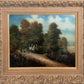 Vintage English Hunting Scene Oil Painting Horses Hounds Equestrian Sporting Art