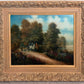 Vintage English Hunting Scene Oil Painting Horses Hounds Equestrian Sporting Art
