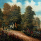 Vintage English Hunting Scene Oil Painting Horses Hounds Equestrian Sporting Art