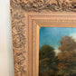 Vintage English Hunting Scene Oil Painting Horses Hounds Equestrian Sporting Art