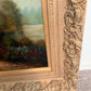 Vintage English Hunting Scene Oil Painting Horses Hounds Equestrian Sporting Art