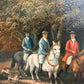 Vintage English Hunting Scene Oil Painting Horses Hounds Equestrian Sporting Art