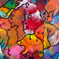 Original Abstract Painting Serg Graff "Cheerful Birds" Surreal Fantasy Art, COA