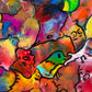Original Abstract Painting Serg Graff "Cheerful Birds" Surreal Fantasy Art, COA