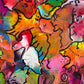 Original Abstract Painting Serg Graff "Cheerful Birds" Surreal Fantasy Art, COA