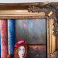 Seaside Café Scene – Figurative Impressionist Oil on canvas Signed, Ornate Frame