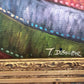 Seaside Café Scene – Figurative Impressionist Oil on canvas Signed, Ornate Frame