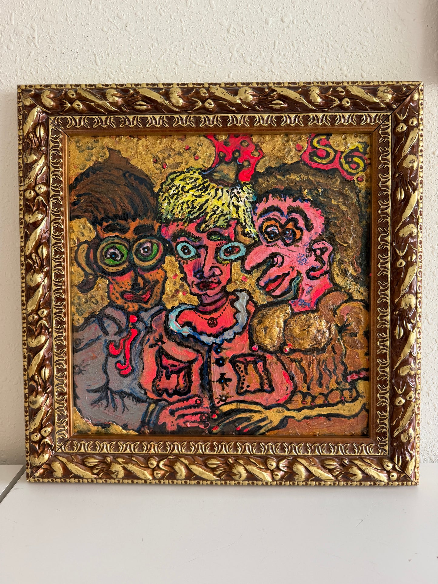 Serg Graff "Little Princess" Original Mixed Media Painting Framed Outsider Art