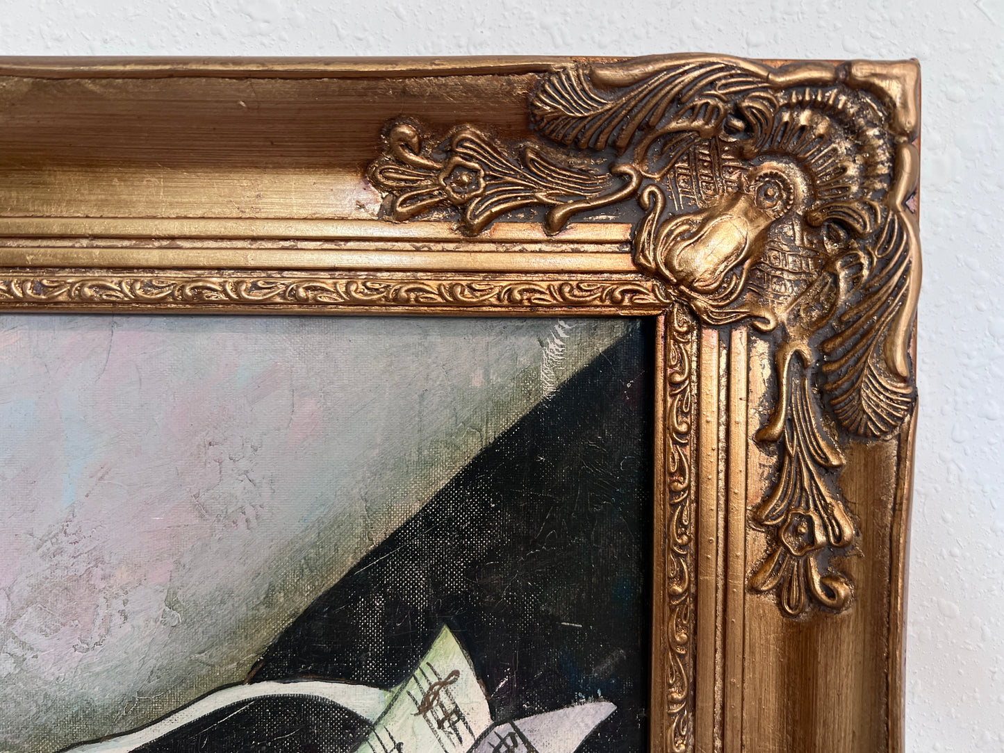 Oil Painting – Whimsical Musicians Trio – Signed, Gold Frame
