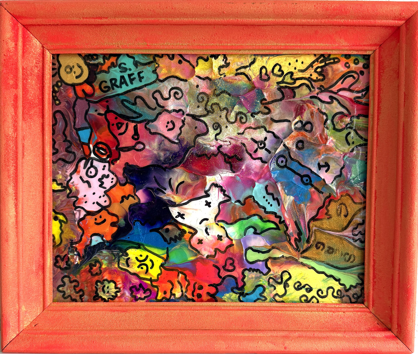 Original Abstract Painting Serg Graff "Rainbow Chosts" Surreal Fantasy Art, COA