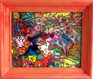 Original Abstract Painting Serg Graff "Rainbow Chosts" Surreal Fantasy Art, COA