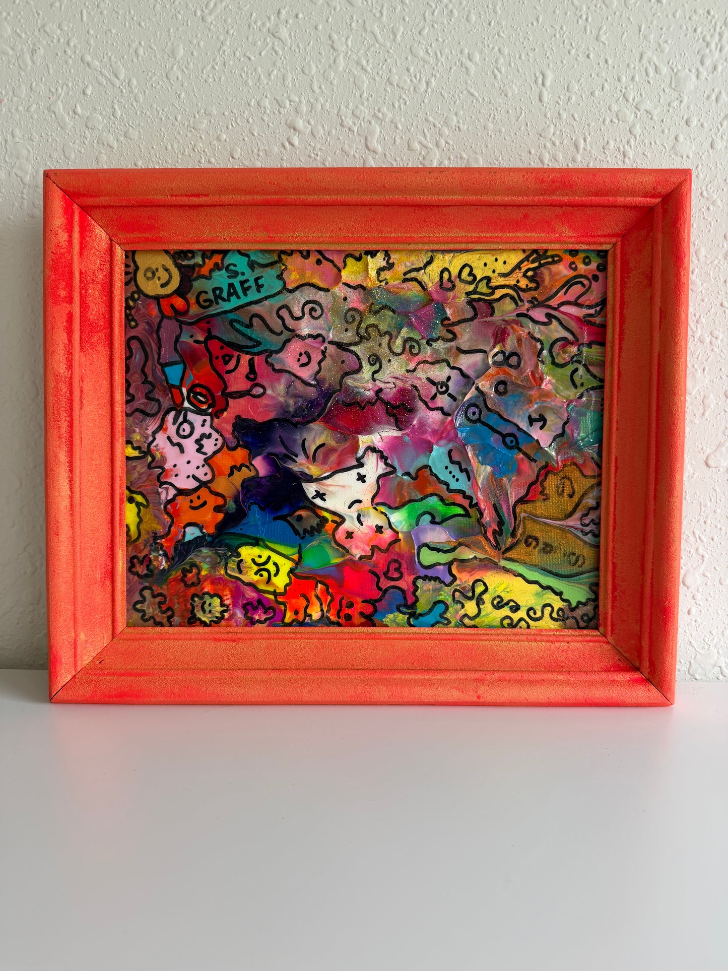 Original Abstract Painting Serg Graff "Rainbow Chosts" Surreal Fantasy Art, COA