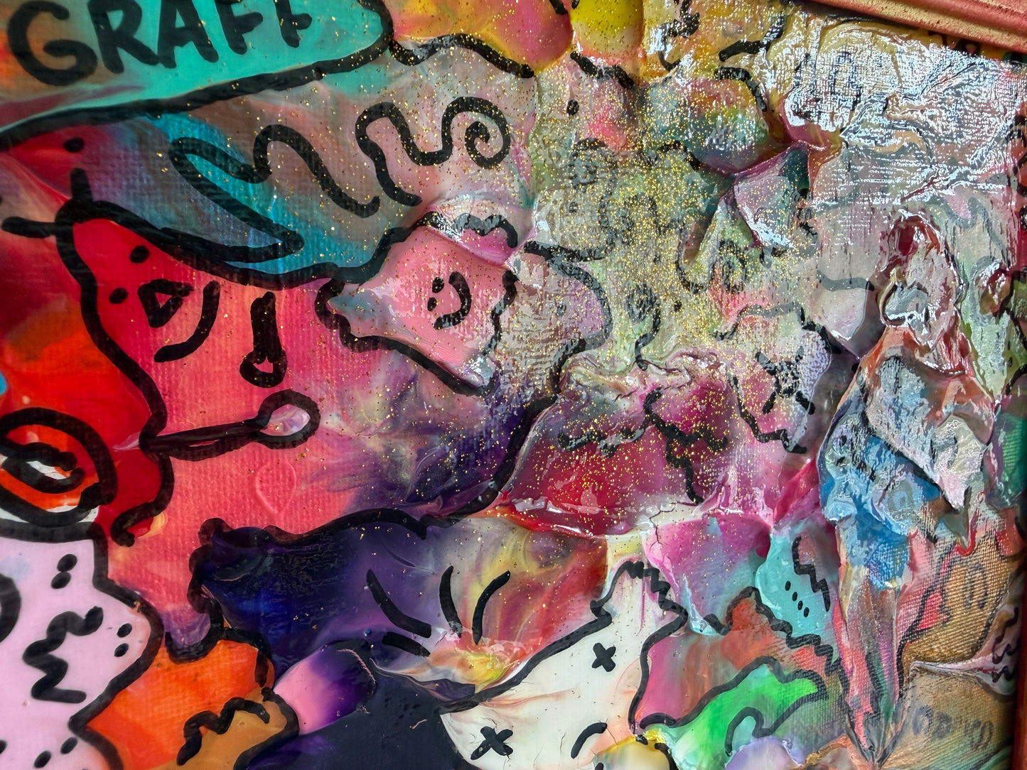 Original Abstract Painting Serg Graff "Rainbow Chosts" Surreal Fantasy Art, COA