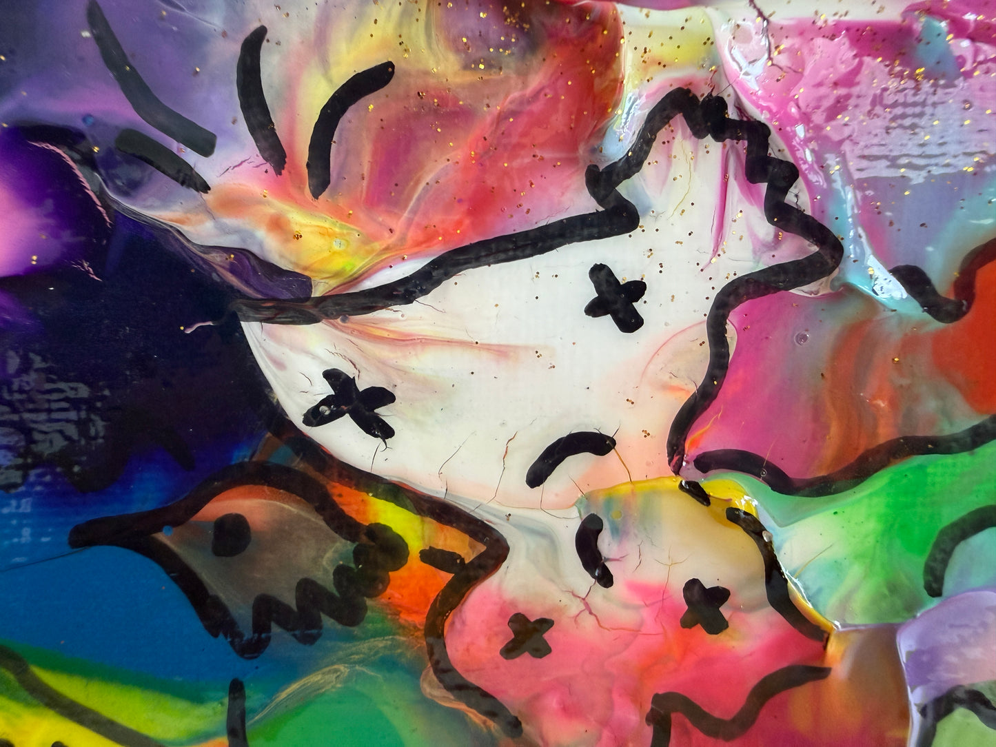 Original Abstract Painting Serg Graff "Rainbow Chosts" Surreal Fantasy Art, COA