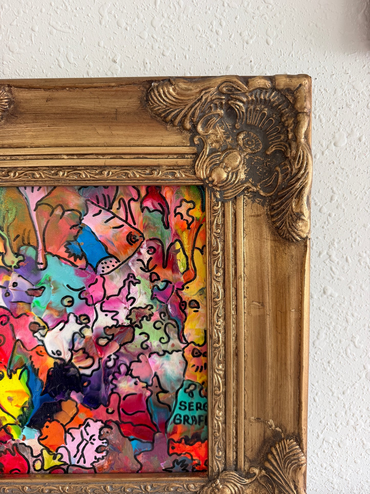 Original Abstract Painting Serg Graff "Creature Parades Surreal Fantasy Art, COA