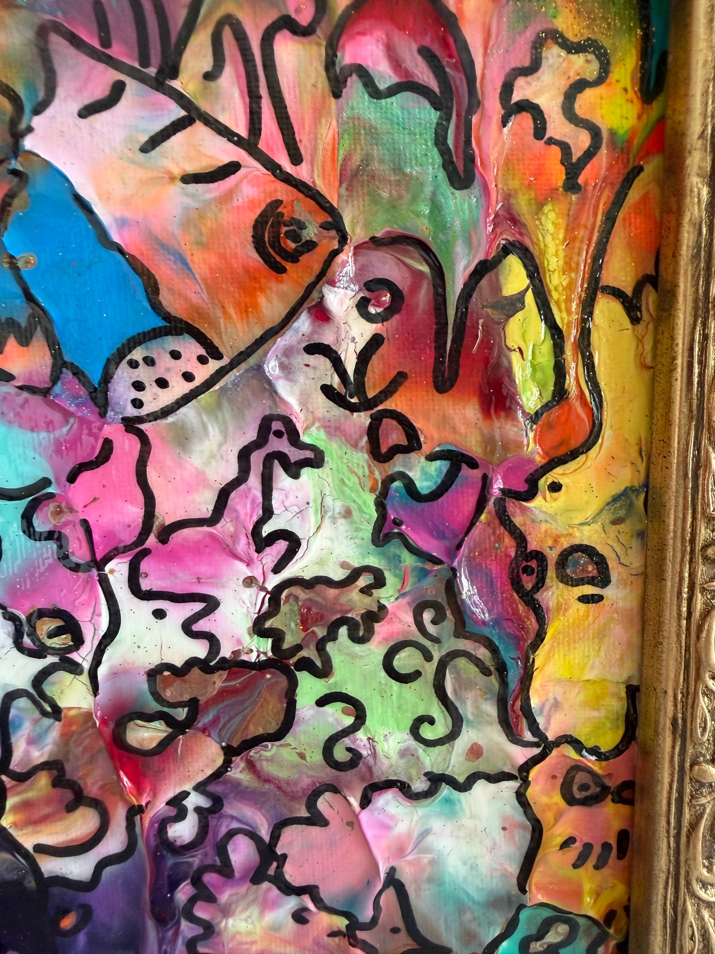 Original Abstract Painting Serg Graff "Creature Parades Surreal Fantasy Art, COA