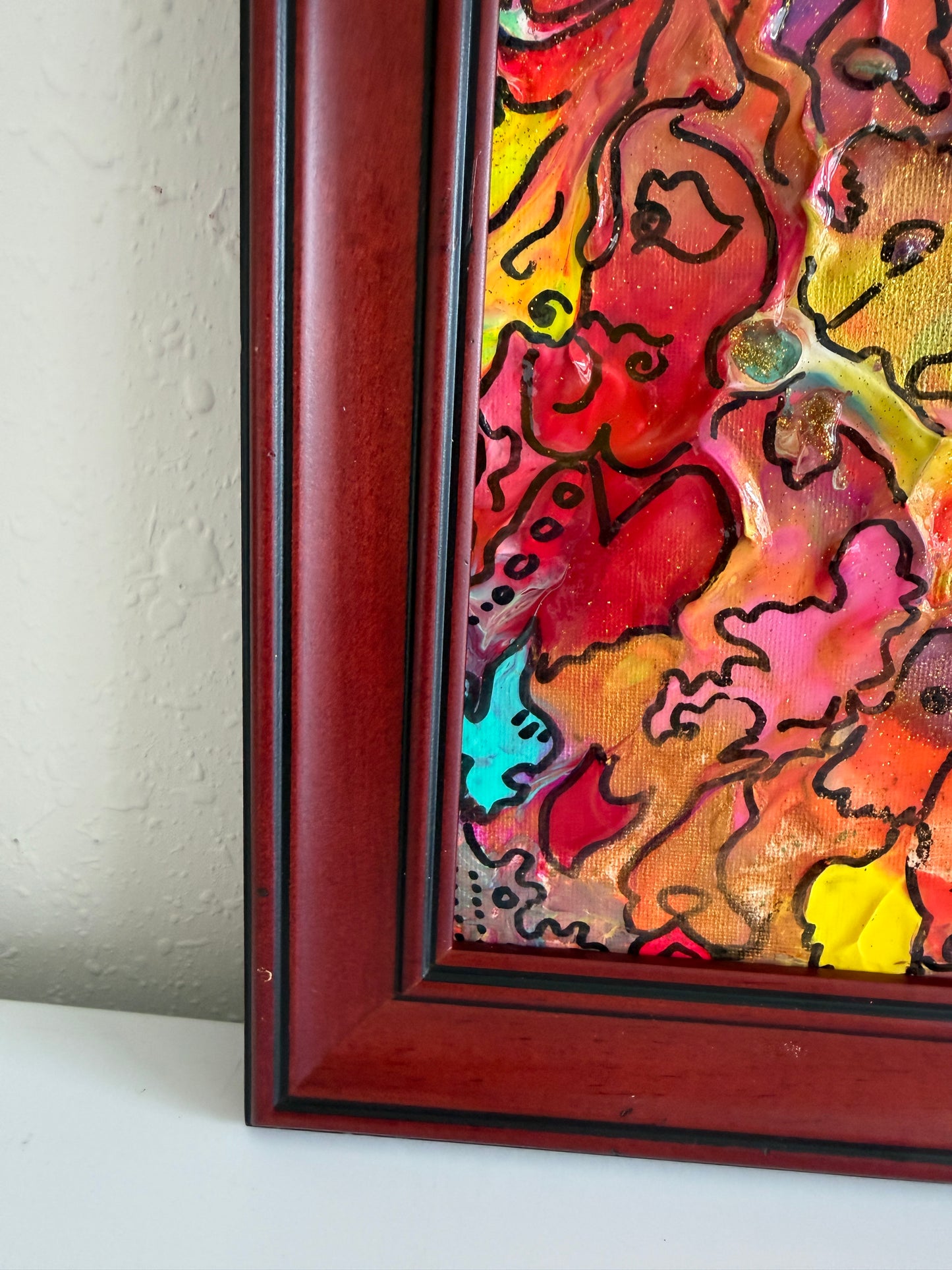 Serg Graff "Golden Comb" Abstract Acrylic Painting Framed Outsider Art COA