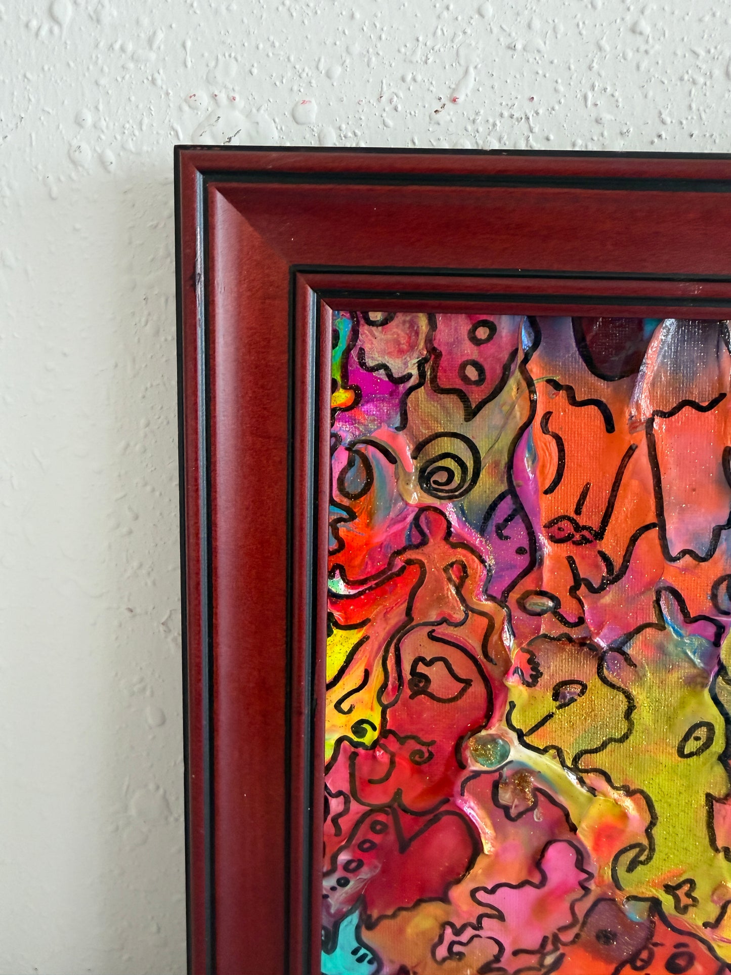 Serg Graff "Golden Comb" Abstract Acrylic Painting Framed Outsider Art COA