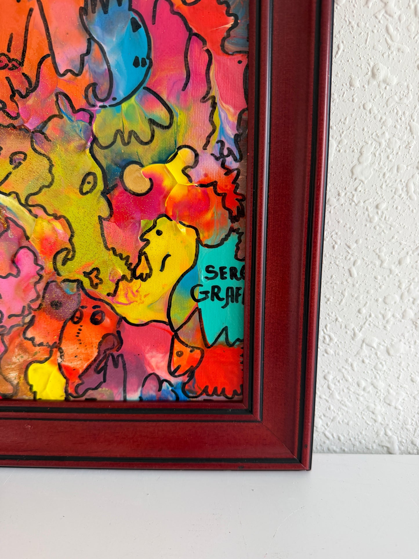Serg Graff "Golden Comb" Abstract Acrylic Painting Framed Outsider Art COA