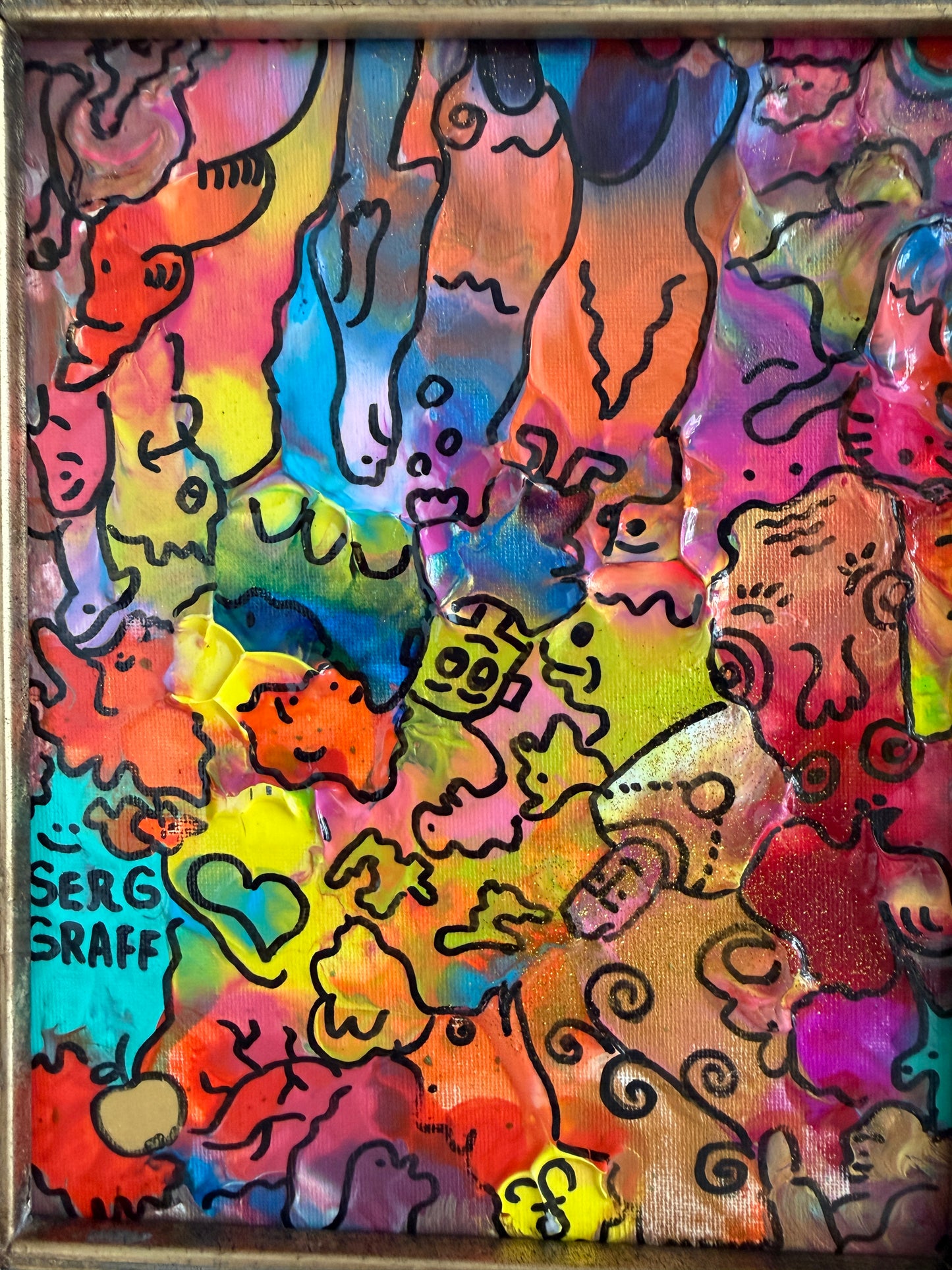 Original Abstract Painting Serg Graff "Wild Creatures" Surreal Fantasy Art, COA (Copy)