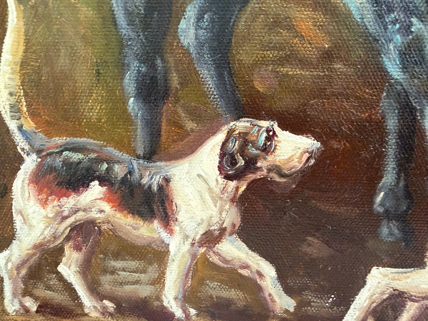 Original Fox Hunting Oil Painting Signed English Hunt Horses Hounds Framed