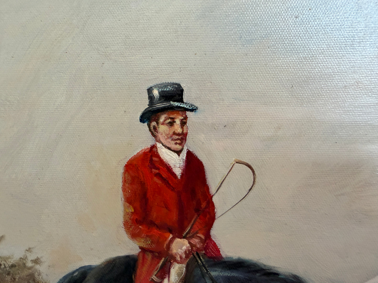Original Fox Hunting Oil Painting Signed English Hunt Horses Hounds Framed