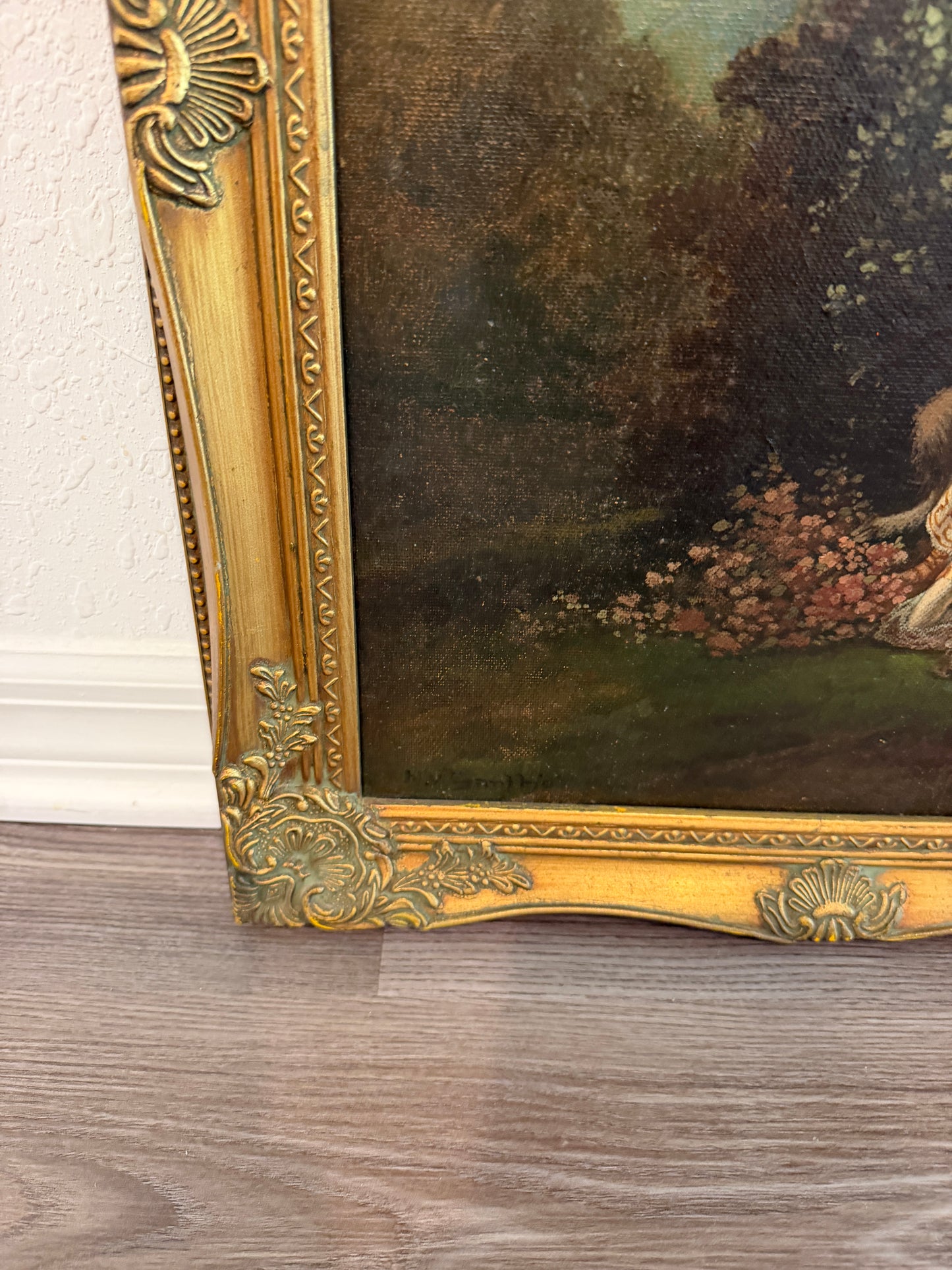 Miklós Santhó (Hungarian, 1869–1932) Antique Oil on board Painting Faun Maidens