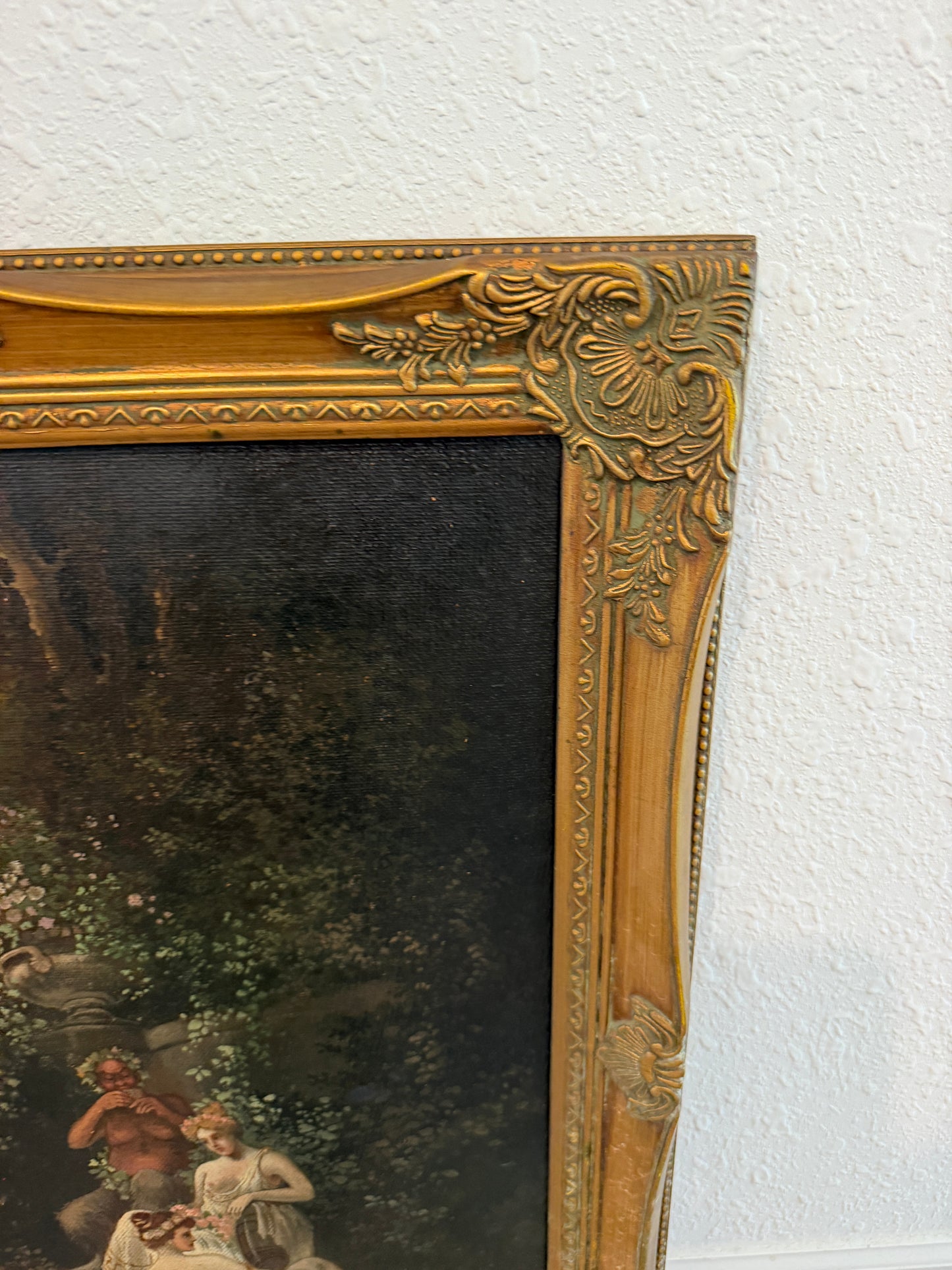 Miklós Santhó (Hungarian, 1869–1932) Antique Oil on board Painting Faun Maidens