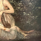 Miklós Santhó (Hungarian, 1869–1932) Antique Oil on board Painting Faun Maidens